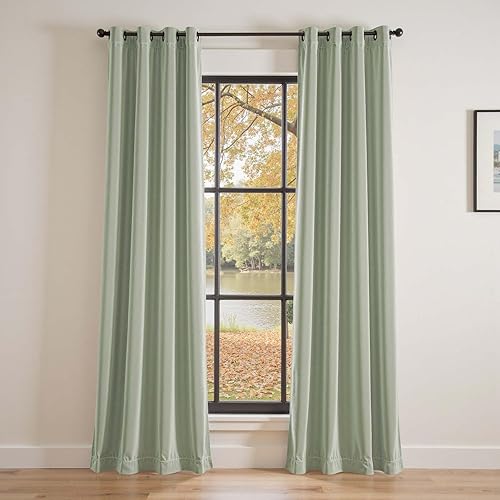 Miniatura 28 de Lazzzyt Cortinas de terciopelo para sala de estar gris, juego de 2 paneles de lujo suaves, cortinas con aislamiento térmico de 96 pulgadas de largo,