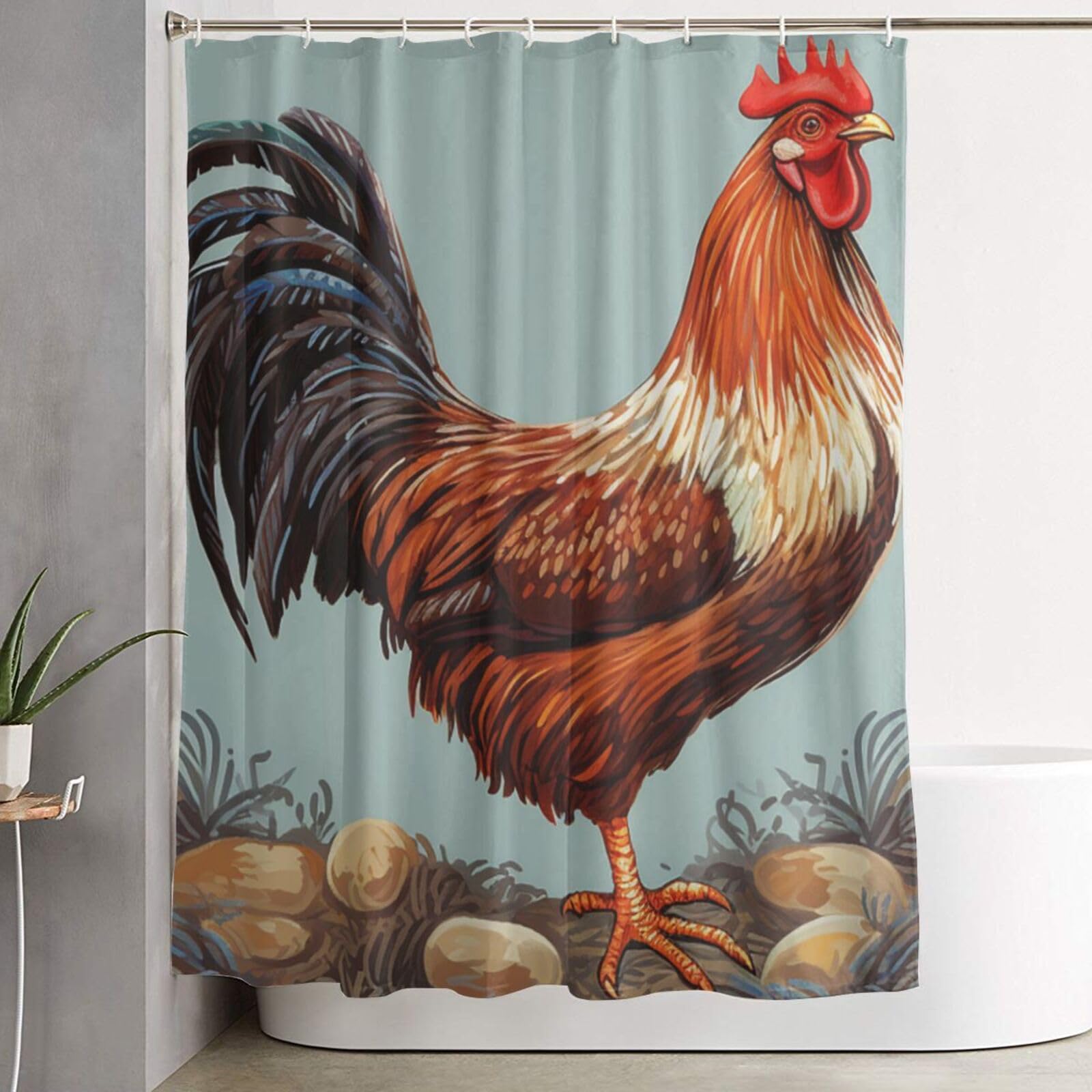 Rideau de salle de bain décoratif poule pour créer une ambiance cottage