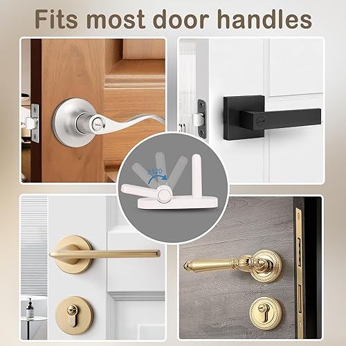 Miniatura 5 de Cerradura de palanca de puerta a prueba de niños (paquete de 2) cerraduras de puerta para seguridad de los niños, evitar que los bebés abran