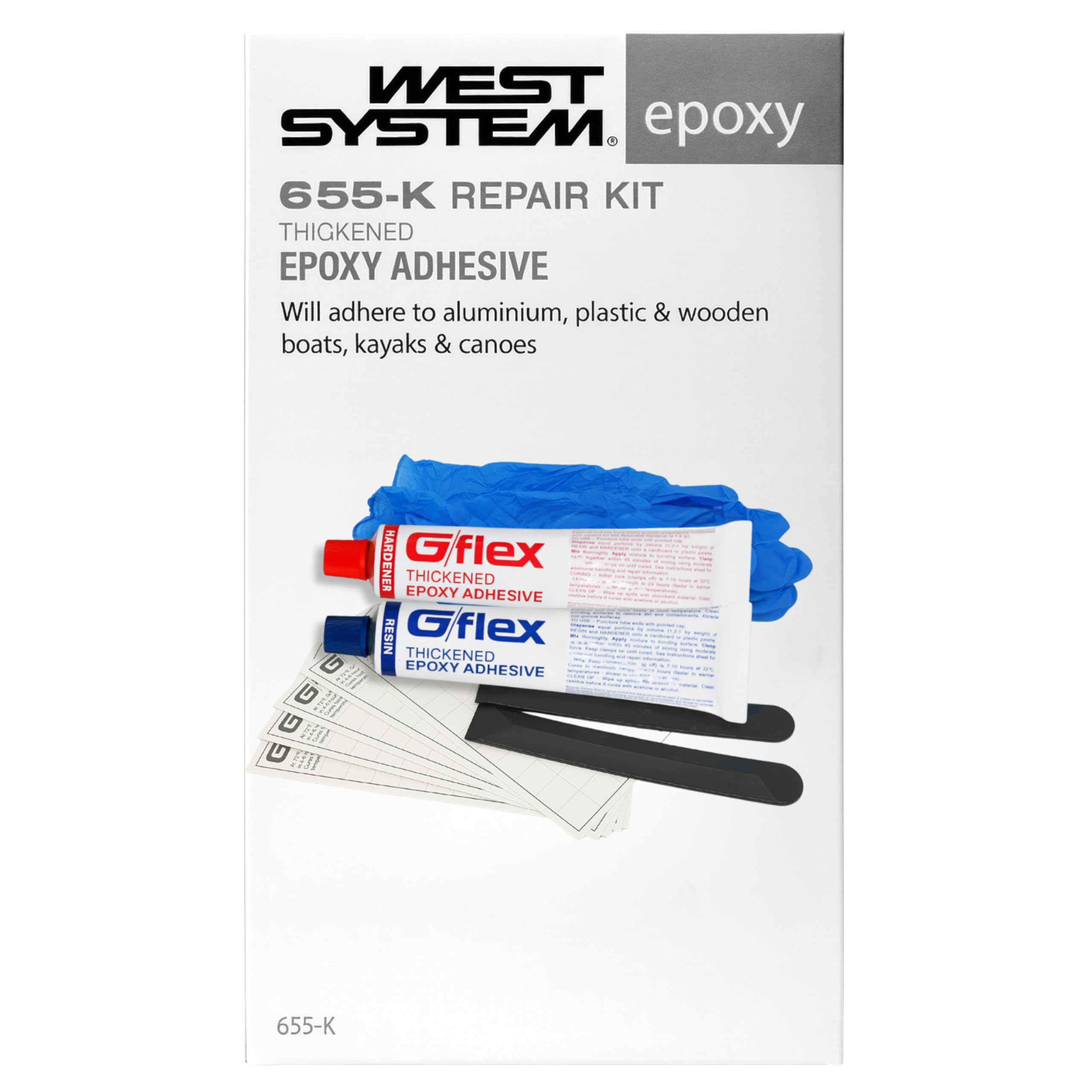 WEST SYSTEM G/flex 655-K Two Part Epoxy Glue Repair Kit - Heavy Duty High Strength Adhesive Pack, Glue for Plastic, Metal, Wood, Ceramic - for DIY Projects, Boat & Marine Repair