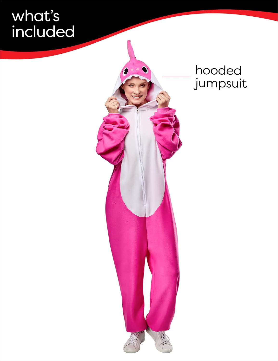 Rubies Adult Baby Shark Comfywear One-Piece Hooded Jumpsuit