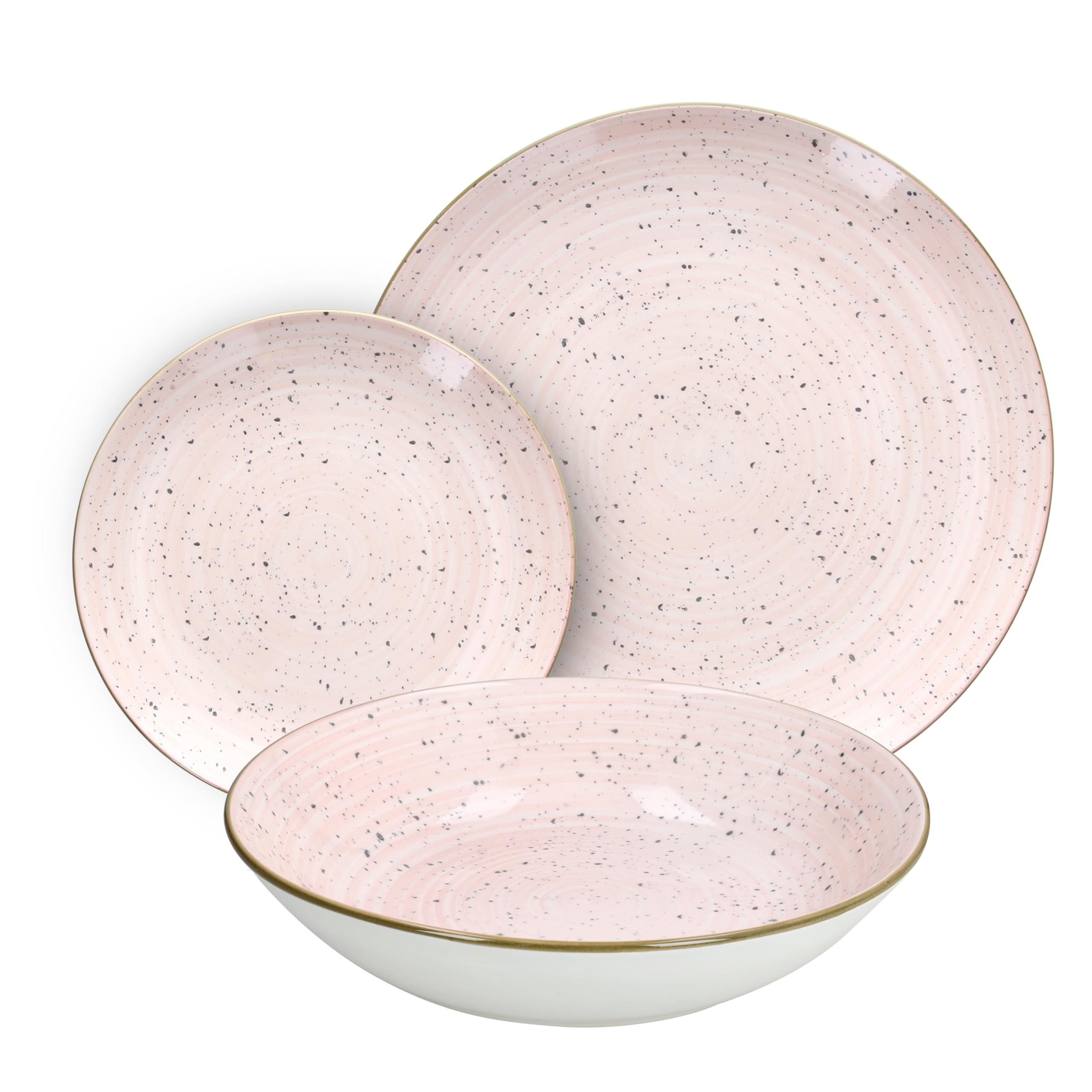 Tognana Pepper Bamboo, Service de vaisselle 18 pièces pour 6 personnes, Porcelaine, Rose