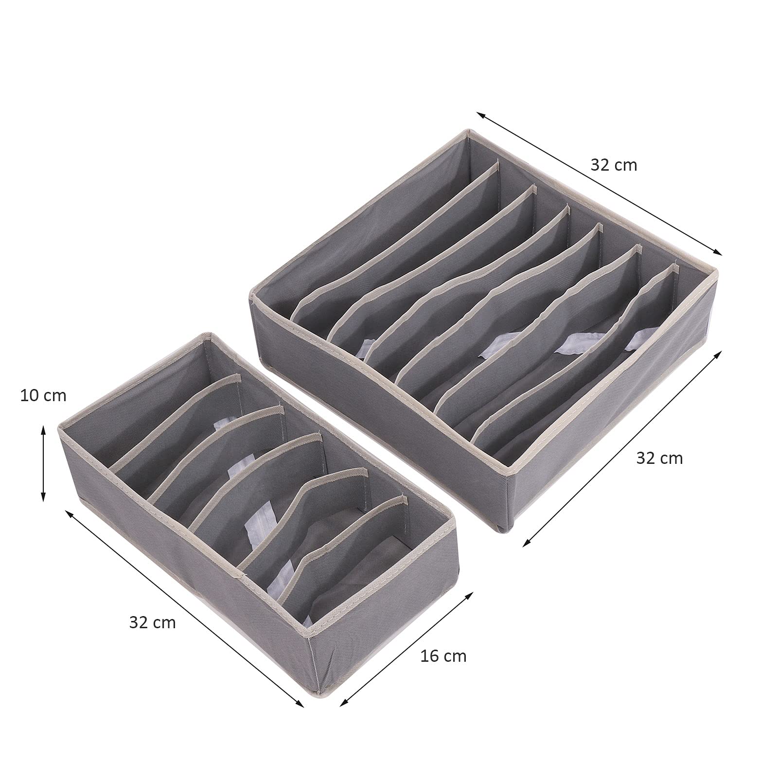 Set Da 4 Contenitori Pieghevoli Per Organizzare Cassetti: Divisori Per Calze, Biancheria Intima, Reggiseni, Cravatte. Beige, In Tessuto Non Tessuto, Soluzione Risparmio Spazio