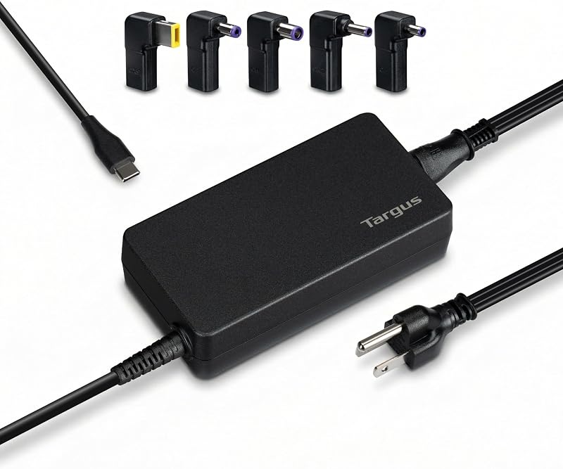 Cargador universal USB-C y heredado de 100 W, adaptador de corriente USB-C con 5 puntas intercambiables para Dell, HP, Lenovo, Acer y ASUS, cargador de pared de carga rápida para portátiles, tabletas y teléfonos, APM108TT