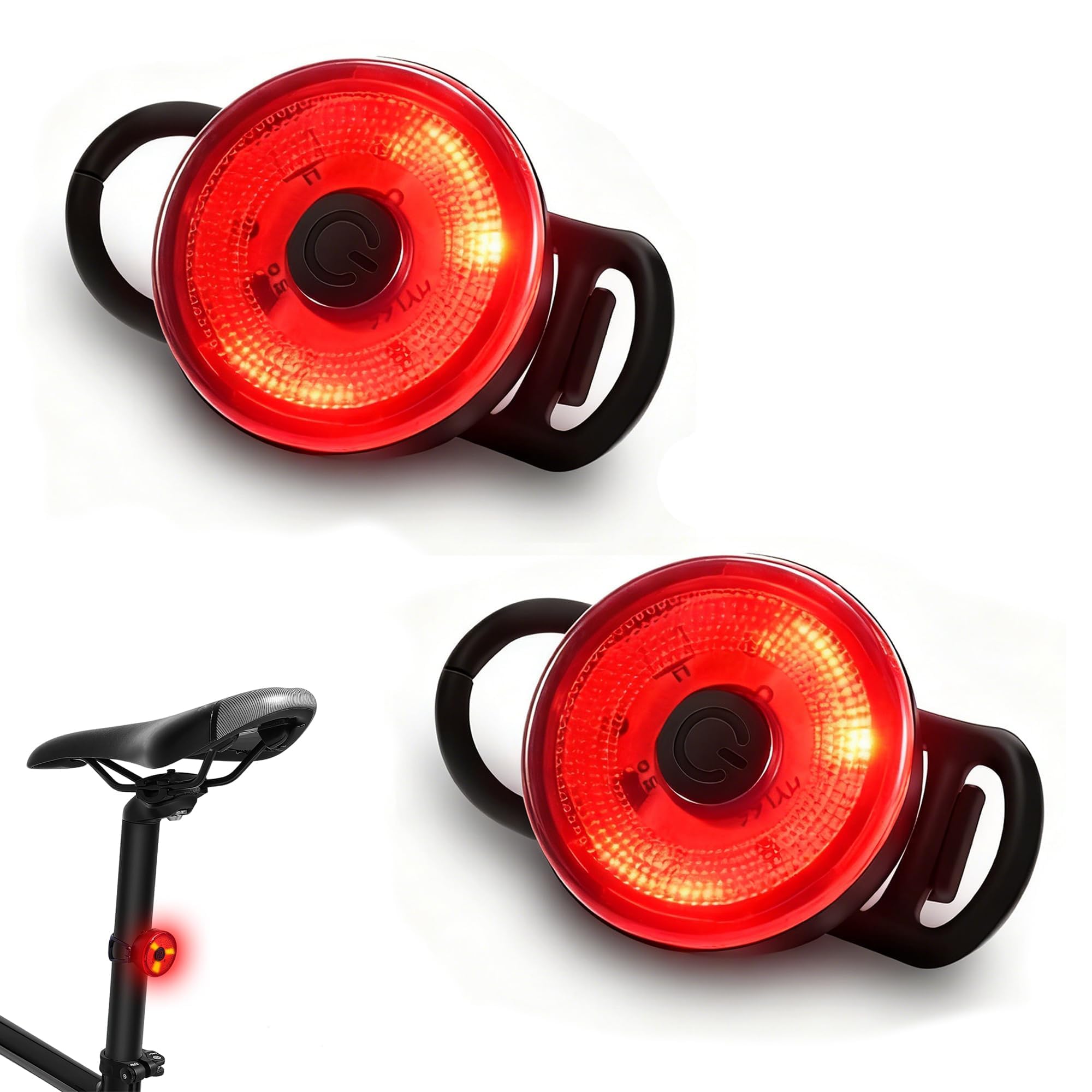 Rear Bike Light 2 Pack, LED 2-Mode Bicycle Tail Light, Button Battery