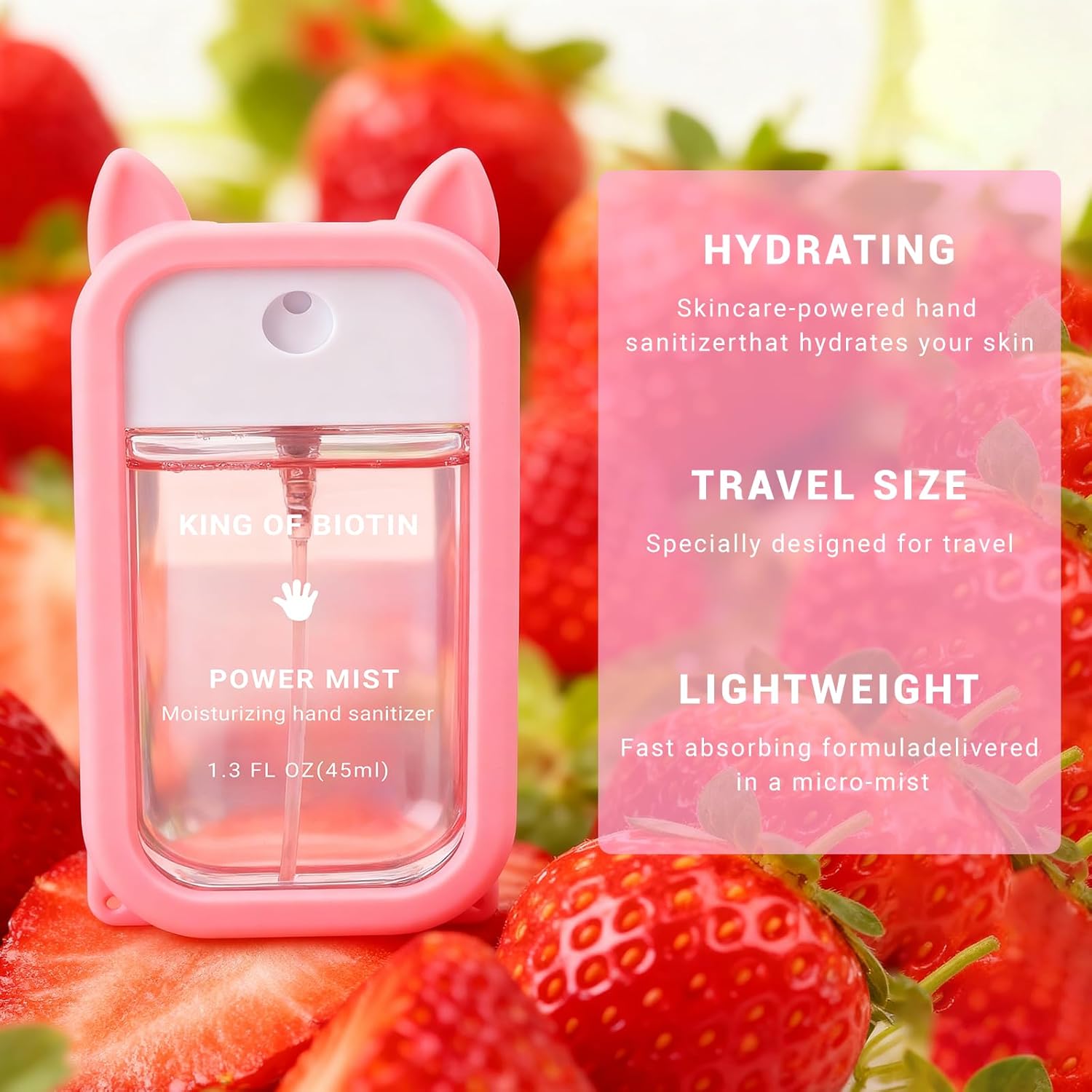 Hand Sanitizer Spray, 3 Pcs Spray Hand Sanitizer with Silicone Case & Cute Keychain, Scented Pocket Power Mist Hydrating for Women, Teen, Girl, 3.9 FL. OZ. Travel Size, 3 Scents - Image 6