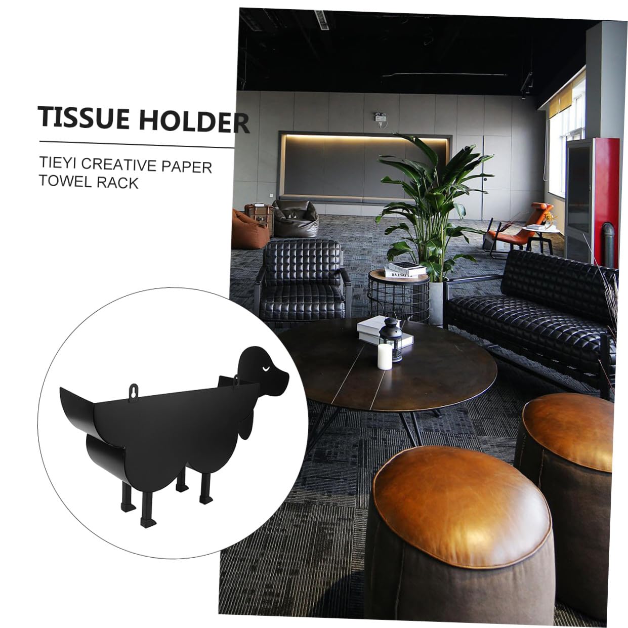 TEHAUX Toilettenpapierhalter und Niedlichem Hundedesign mit Stabilem Boden aus Eisen Moderner Multifunktionaler Organizer für Restaurant und Hotelbadezimmer