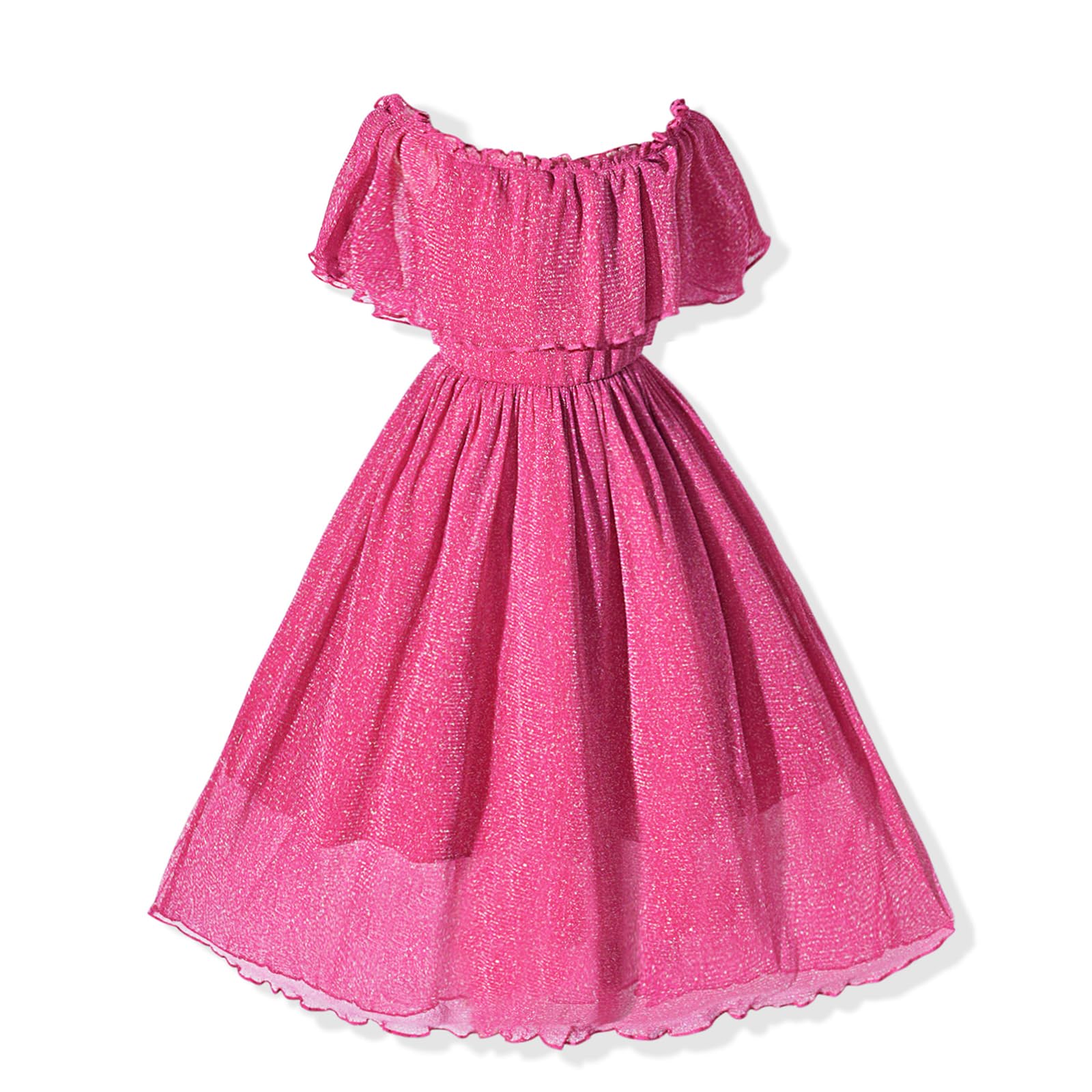 fioukiay Toddler Girl-Wedding-Princess-Maxi-Dress Boho Off Shoulder Lace Ruffle Dress Gowns Holiday Dresses