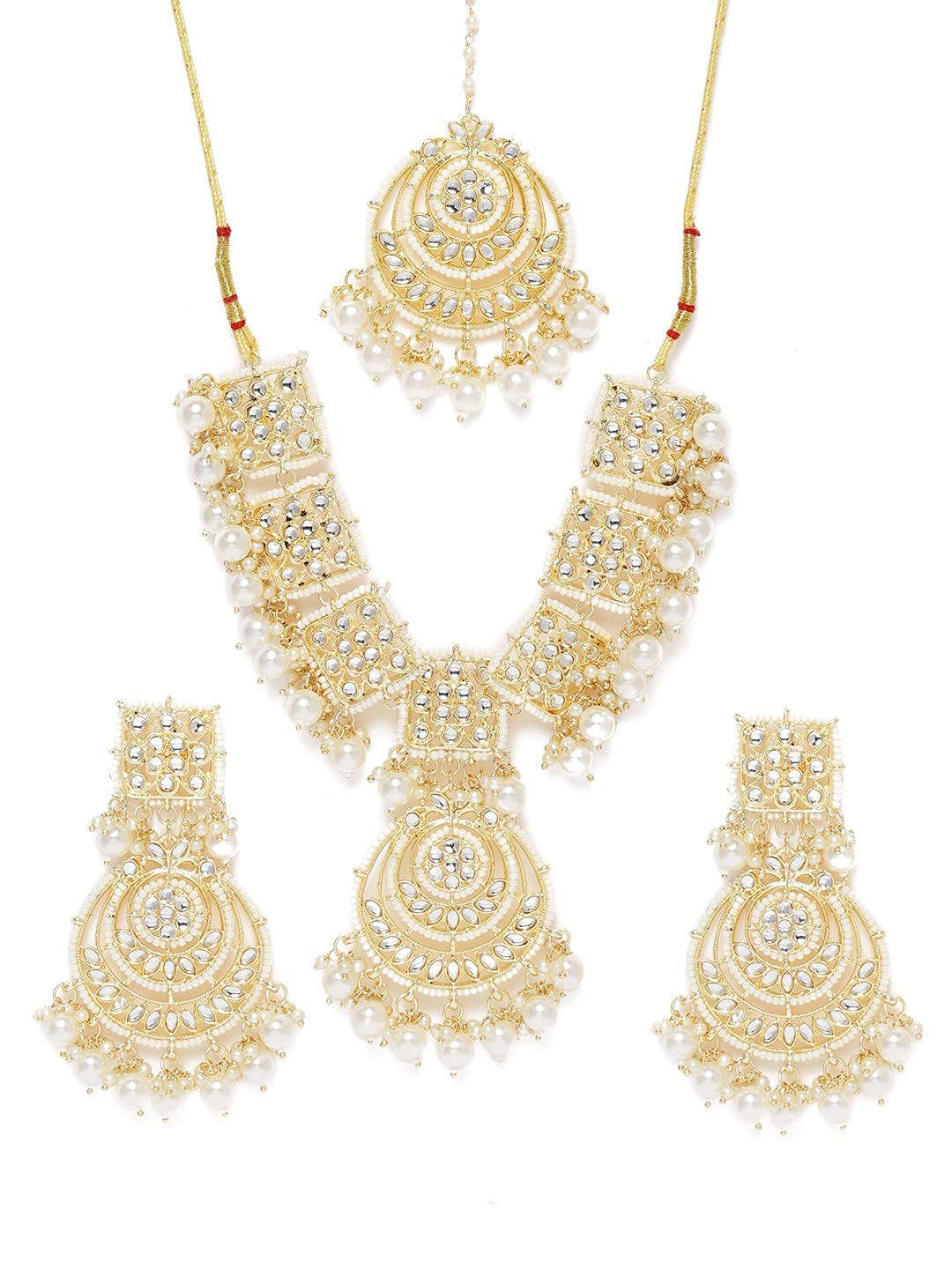 ZAVERI PEARLS Gold Tone Wedding Collection Kundan Choker Necklace Earring & Maangtikka Set For Women-ZPFK10301 (B093Y6KH8M) Amazon Price History, Amazon Price Tracker