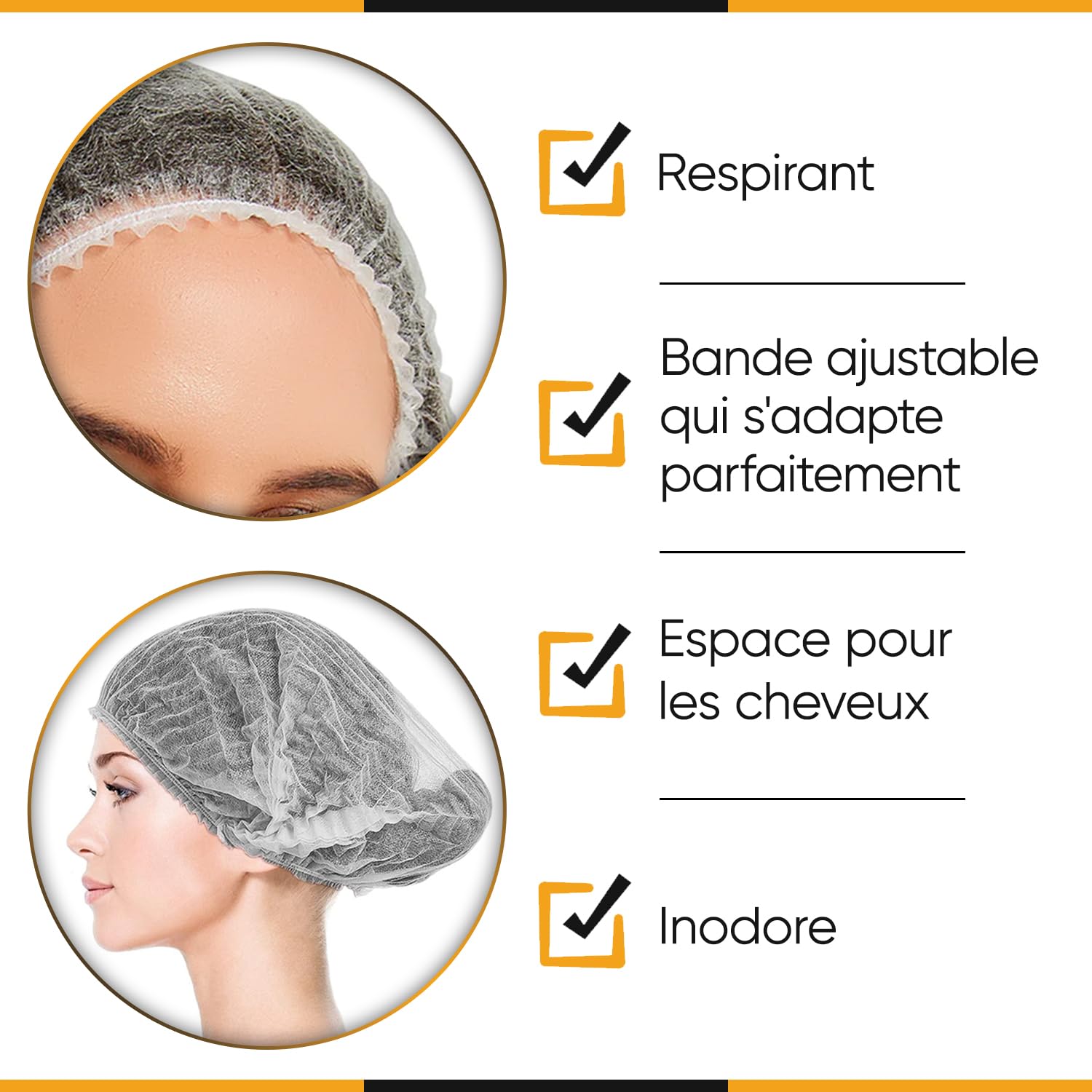 300 Uds Charlottes Jetables Cheveux, Confort Supérieur pour Cuisine et Beauté, Bonnets Chirurgicale Médicales à Usage Unique en TNT Respirants, Protection Optimale, Blanc, Unisexe