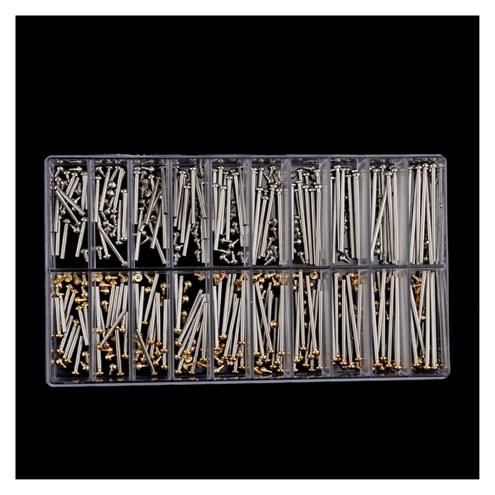 1 Caja de Herramientas de reparación de Relojes, Kit de Tornillos para Correas de Reloj, Surtido de pasadores de fricción para Tubos, Correas, Pulseras, Remaches, Extremos de 10 mm a 28 m(