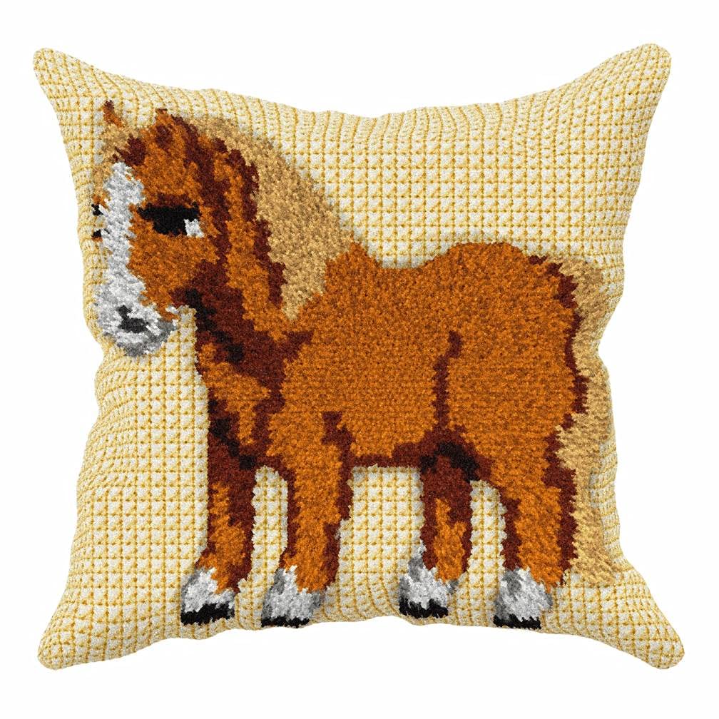 Kit sensoriel poney devant de coussin point de croix loisir