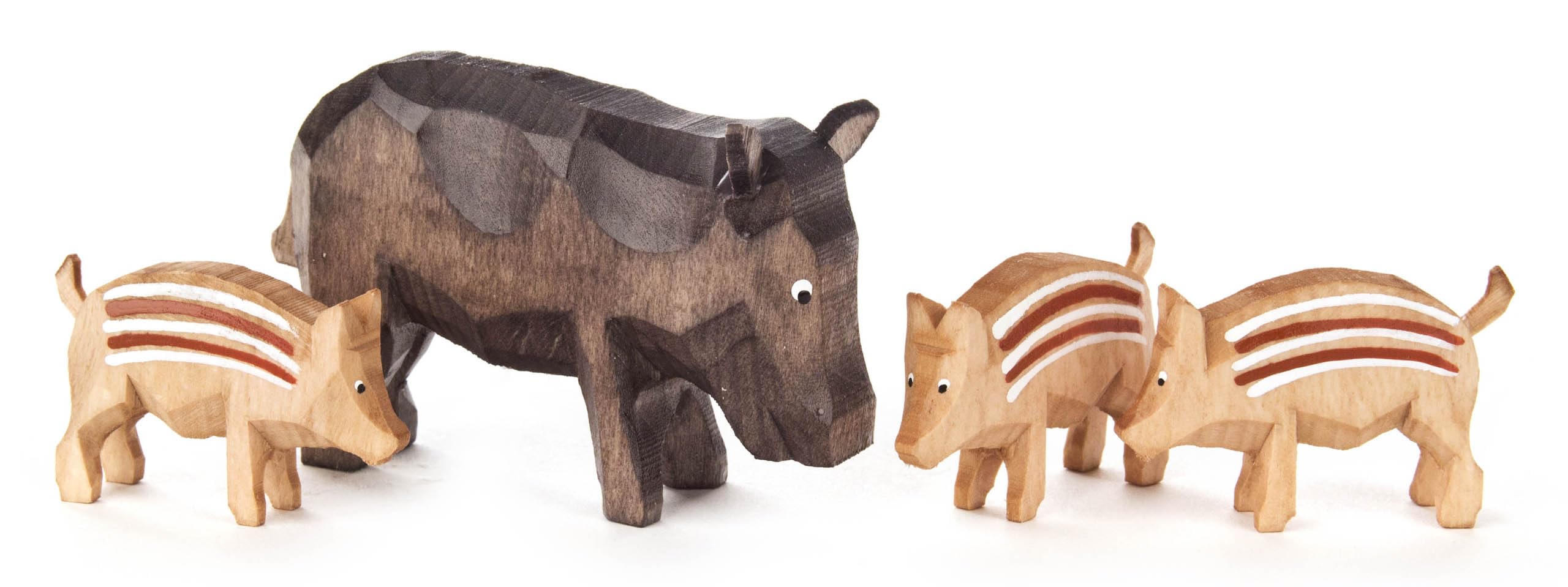 Sanglier en bois sculpté Rudolphs Schatzkiste figurines de collection x4