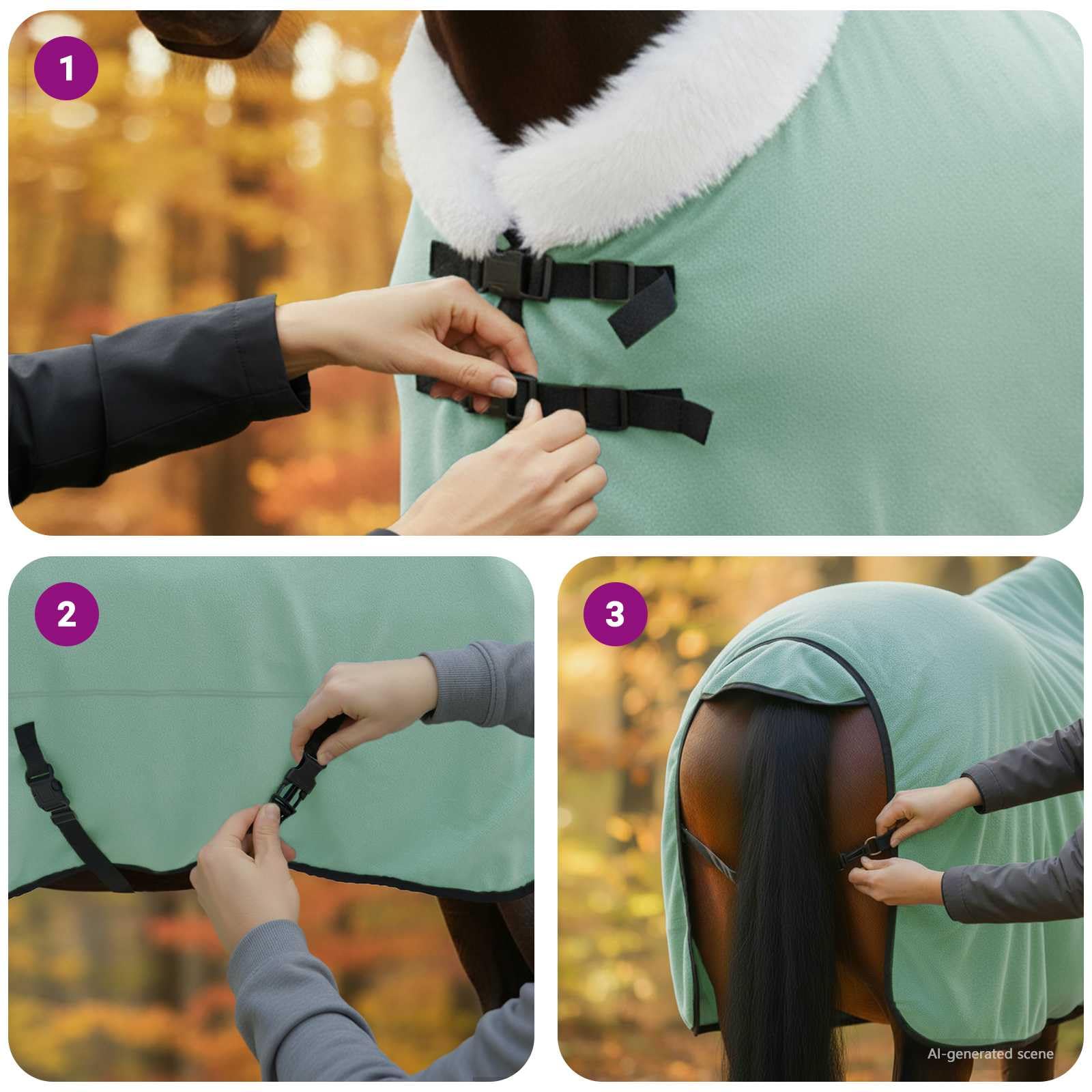vidaXL Manta para Caballo Verde Oscuro Completo 125 cm Forro Polar, Manta Moderna para Caballos, Invierno, Forro Polar, Equipo Ecuestre, cálido, Ajustable
