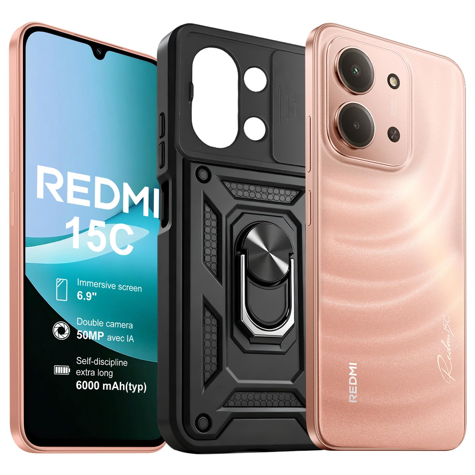 XIAOMI Redmi 15C Smartphone 4Go RAM 128Go ROM Triple Caméra 50MP | Coque Inclus