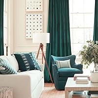 Vista 2 de Roslynwood Cortinas de terciopelo, decoración de hogar, verde azulado, para la sala, opacas y con aislamiento térmico, para comedor, fondo