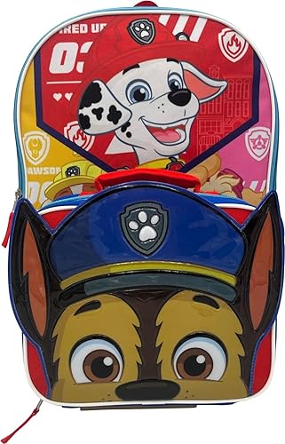 Fast Forward Mochila desplegable con licencia para niños de 16 pulgadas con lonchera (Paw Patrol-Boy)