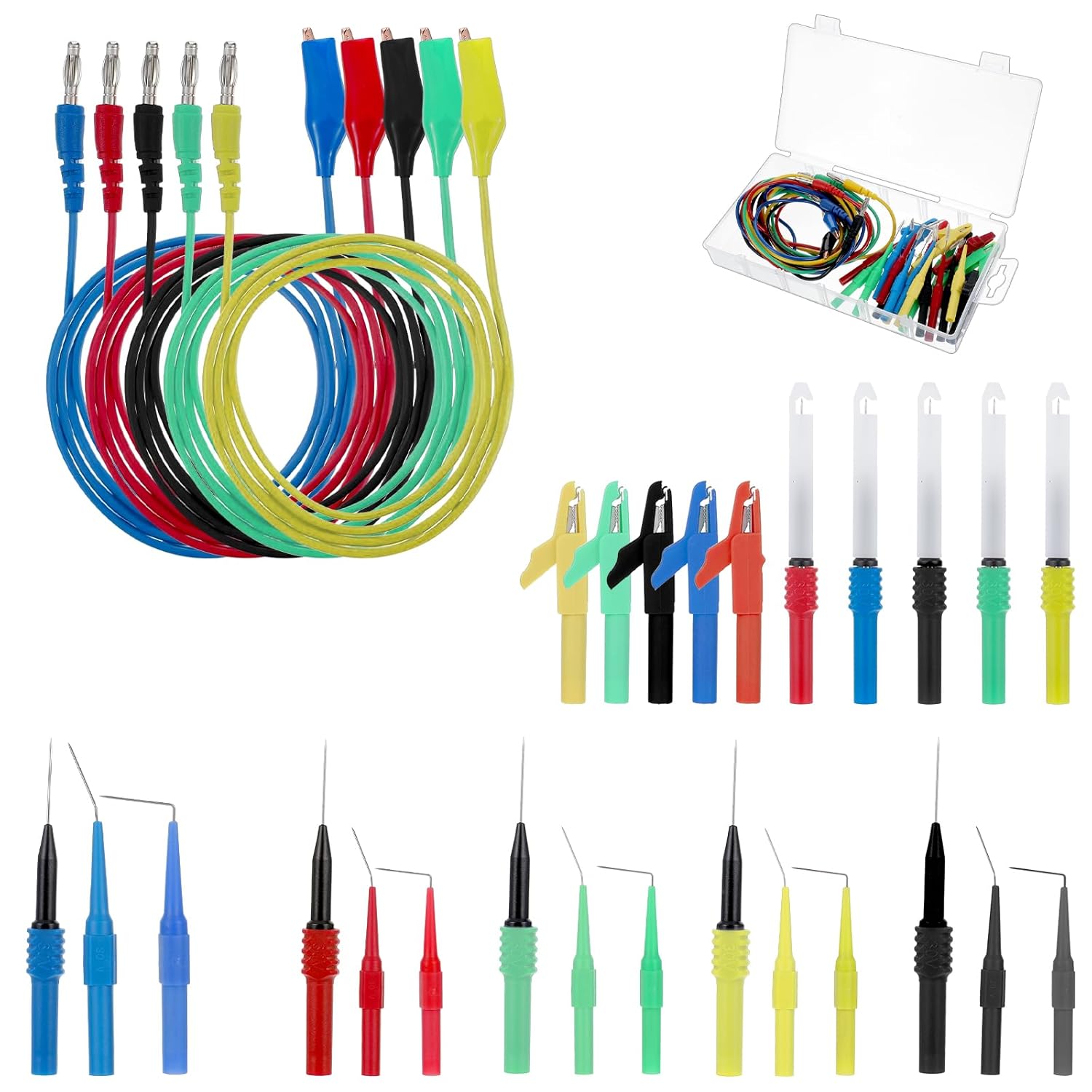 31PCS Back Probe Kit, Banana Plug to Copper Alligator Clip Automotive Test Leads Set, Insulation Wire Piercing Probes, Test Wires for Car Repairing Diagnostic Circuit Testing (30)