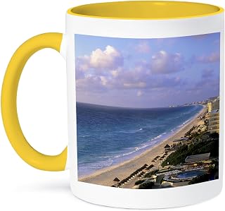 3dRose Resort, Cancun beach, Mexico - SA13 MDE0000 - Michael DeFreitas 15oz Two-Tone Yellow Mug
