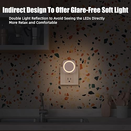 Miniatura 15 de Luces nocturnas rojas que se enchufan a la pared, paquete de 4 paquetes de luz nocturna regulable con sensor de polvo a amanecer, se enciende y Rojo