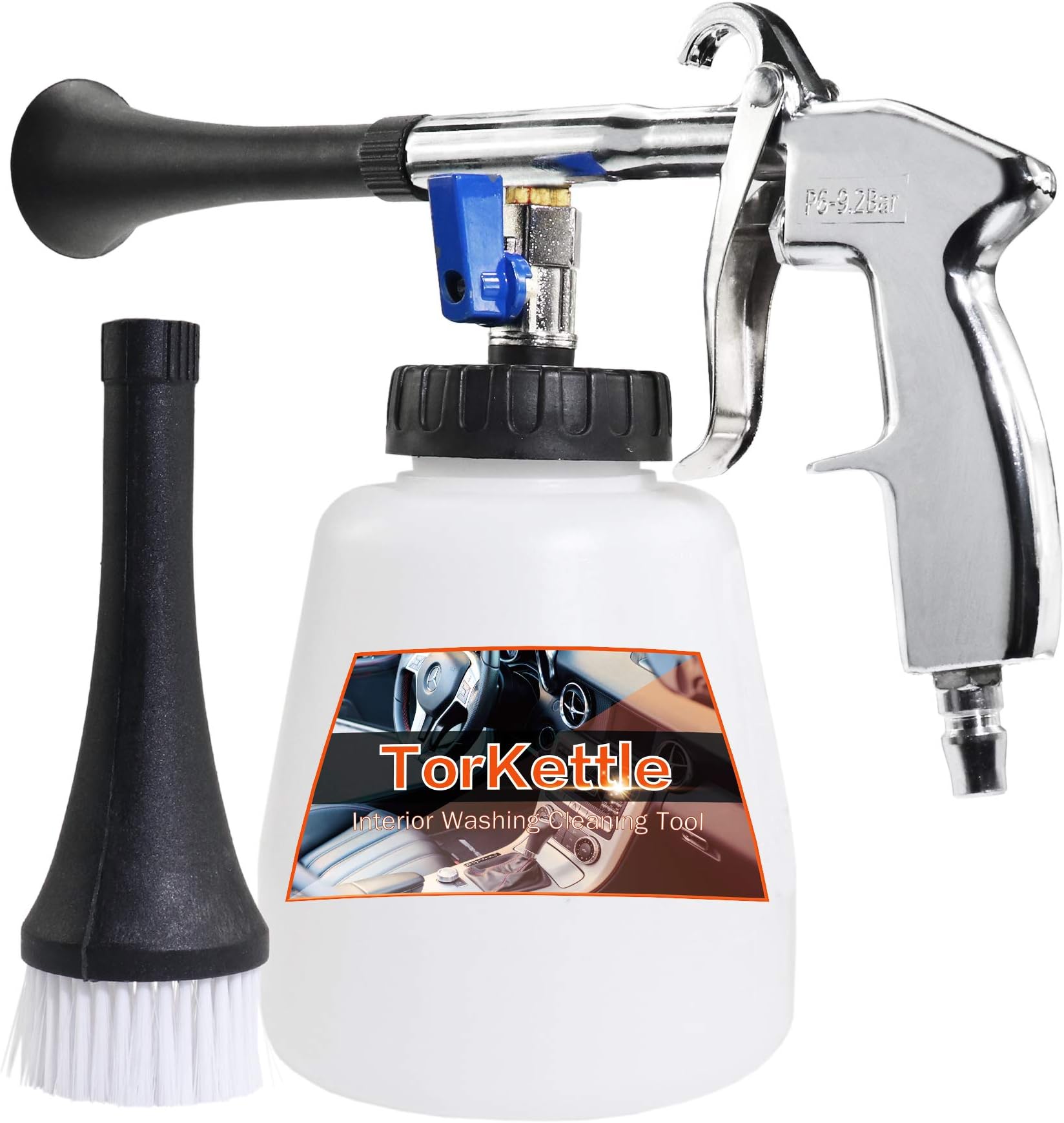 Kuejotty Car Cleaning Gun High Pressure Interior Surface Washing Cleaner Tool,with Bottle, Brush,Air Sprayer Nozzle(Equipment US Edition)