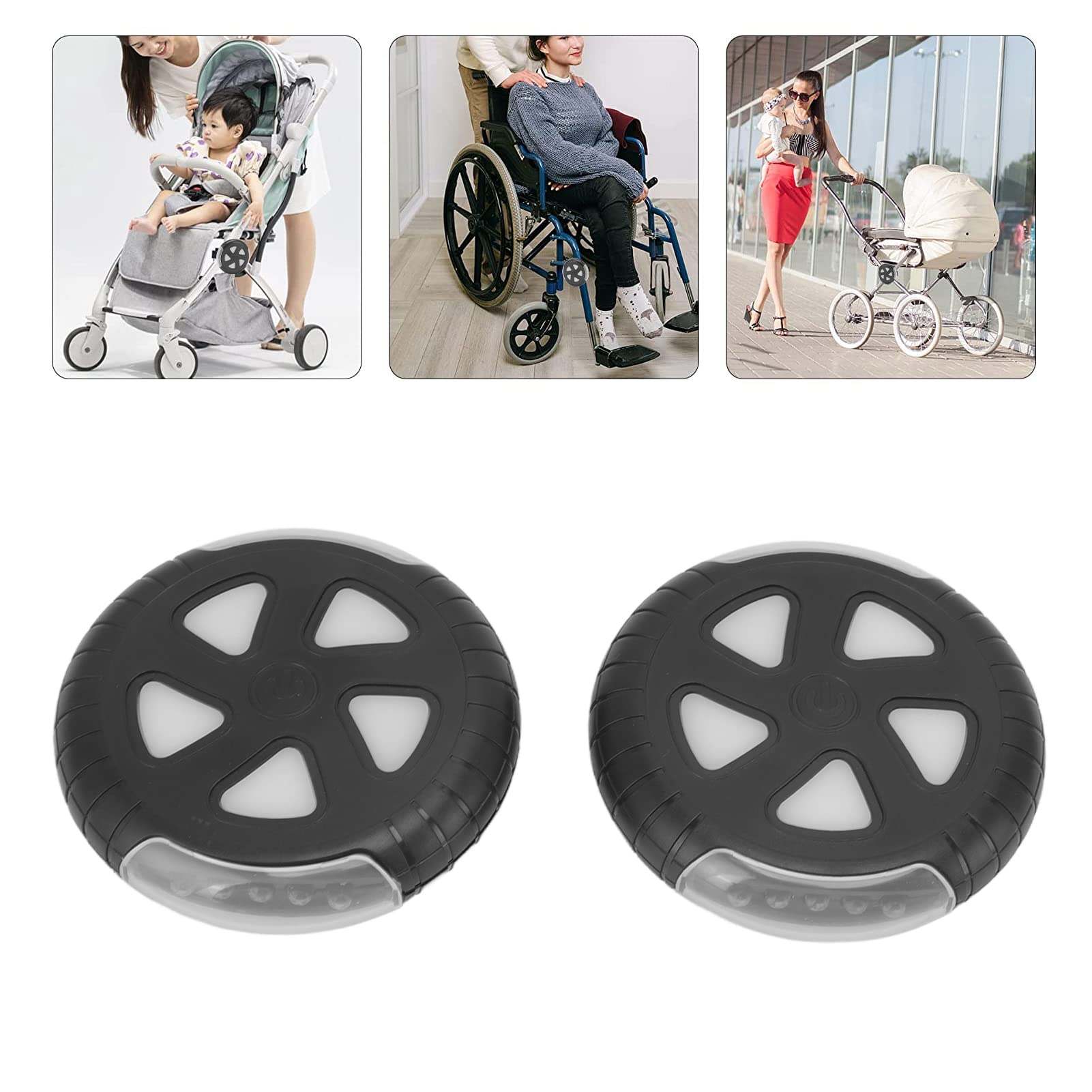 4 Lampes LED Silicone Pour Poussette, Vélo, Sac à Dos - Étanches, 2 Blanc + 2 Rouge - Avec Piles