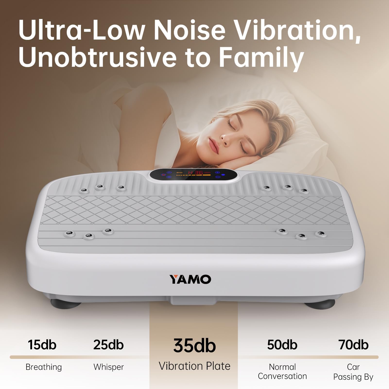 YAMO YV20 Plataforma Vibratoria Fitness | 99 Niveles de Velocidad, 5 Programas, Mando a Distancia y Bandas de Resistencia | Pantalla LED Táctil, Capacidad Carga de 150KG