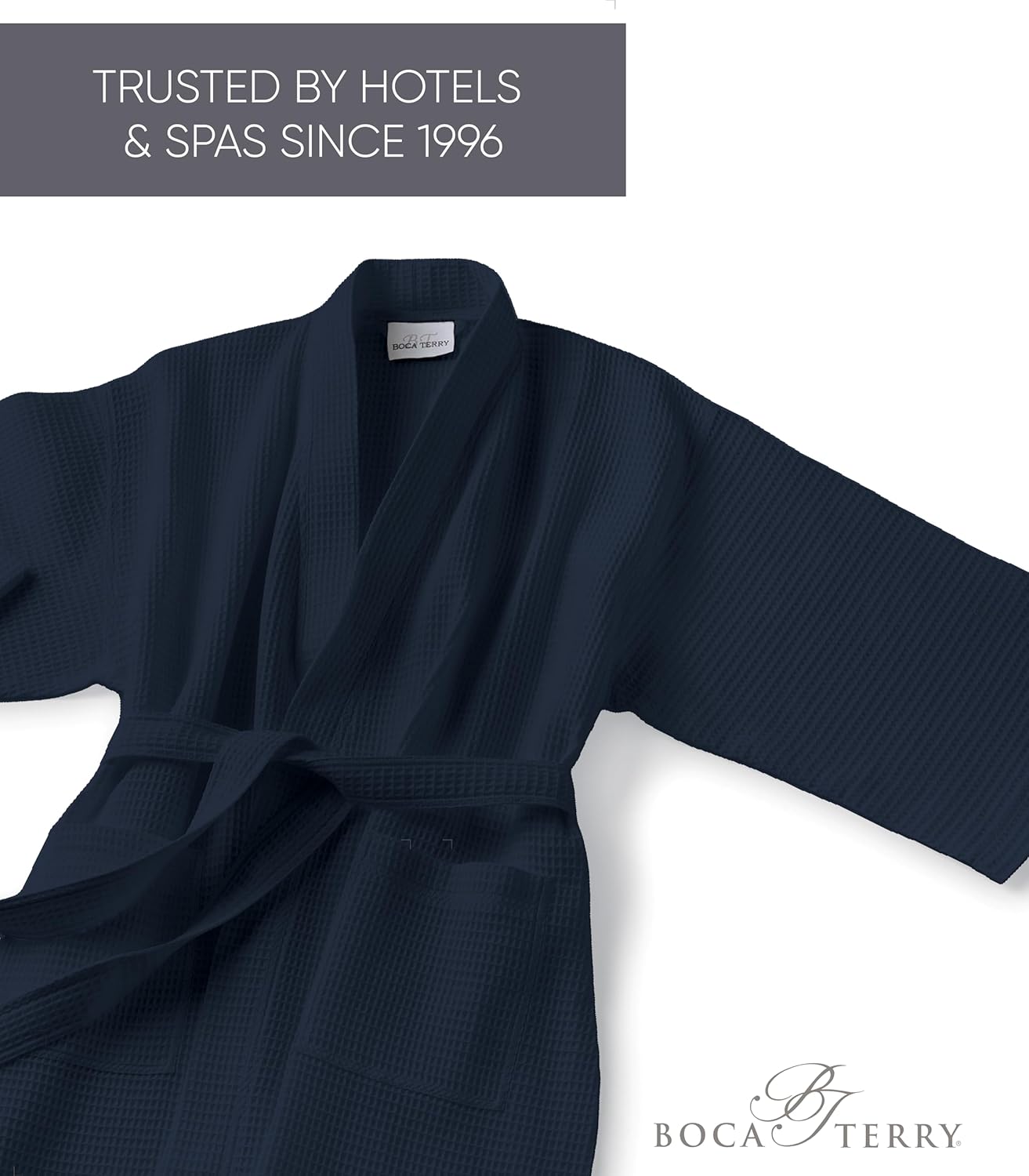 Waffle Robe for Women by BOCA TERRY, Soft Cotton Spa Robes for Summer, Lightweight Knit Waffle Bathrobe, Kimono Bathrobes - Image 3