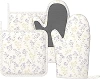 Vista 29 de Manoplas de Horno con Diseño de Hongos, Juego de Agarraderas de Silicona Vintage con Hoja Mágica, Guantes de Cocina Agarraderas Resistentes al Calor