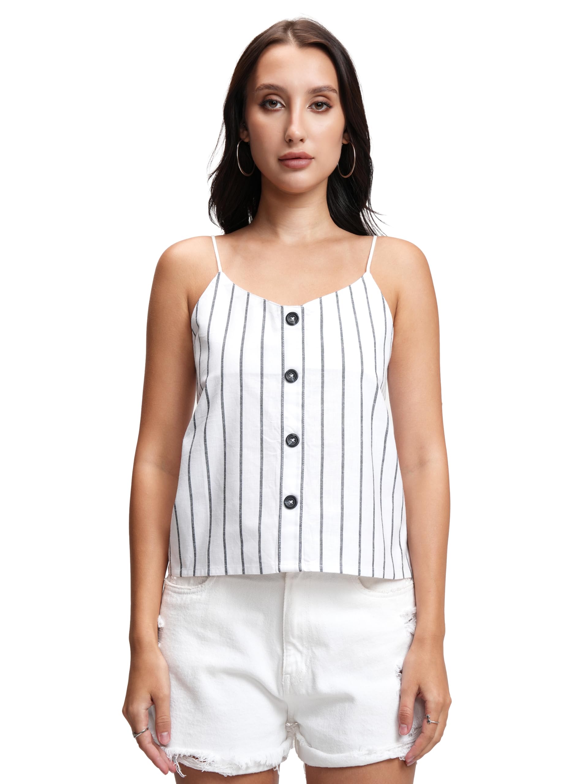 tokyo talkies Women's Striped Cotton Crop Top | Shoulder Straps for A Casual & Breezy Look | Lightweight & Stylish | Tops for Woman | Women Tops | Women Crop Top-picture-13