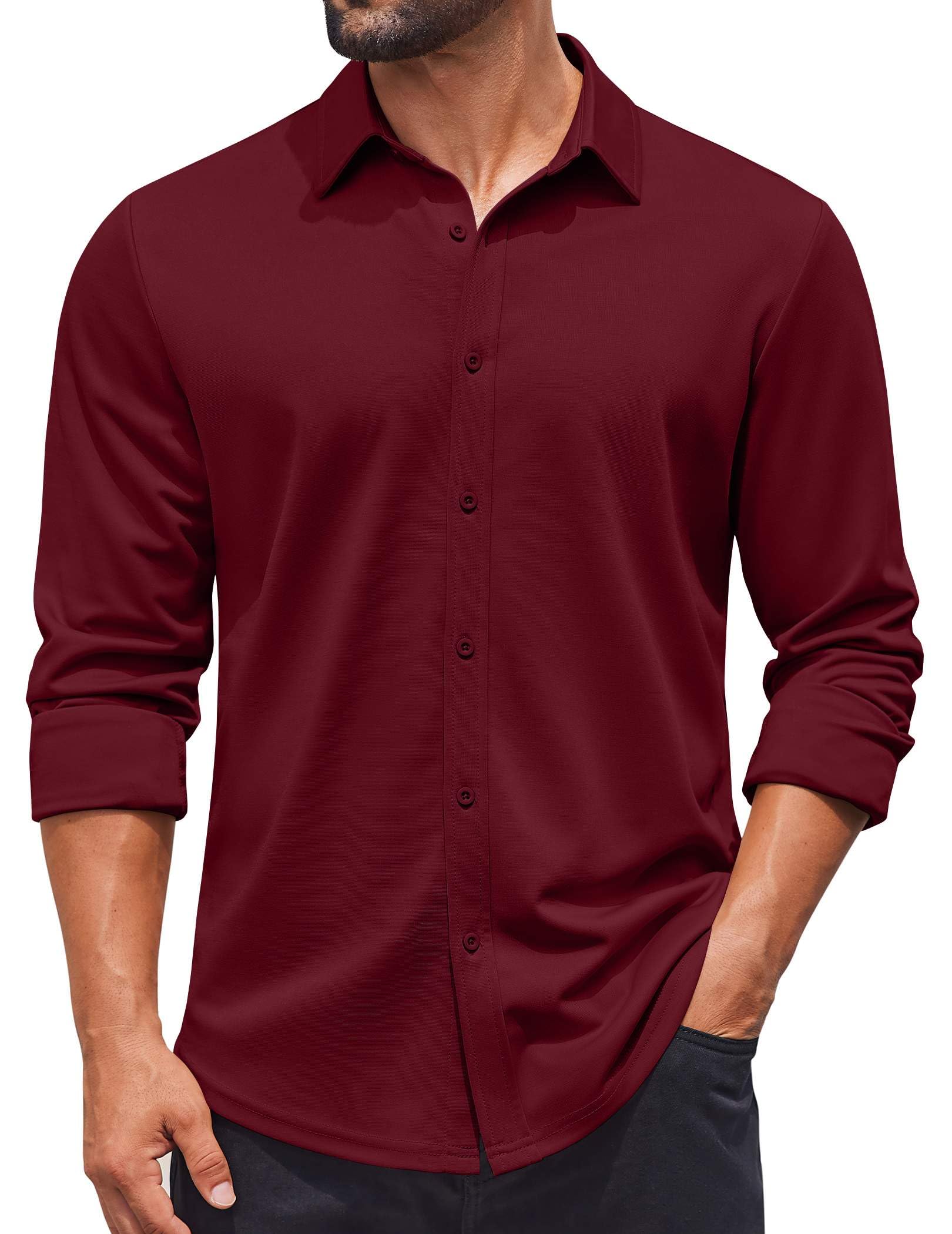 COOFANDY Mens Casual Button Down Shirt Long Sleeve Wrinkle Free Shirts Stretch Dress Shirt
