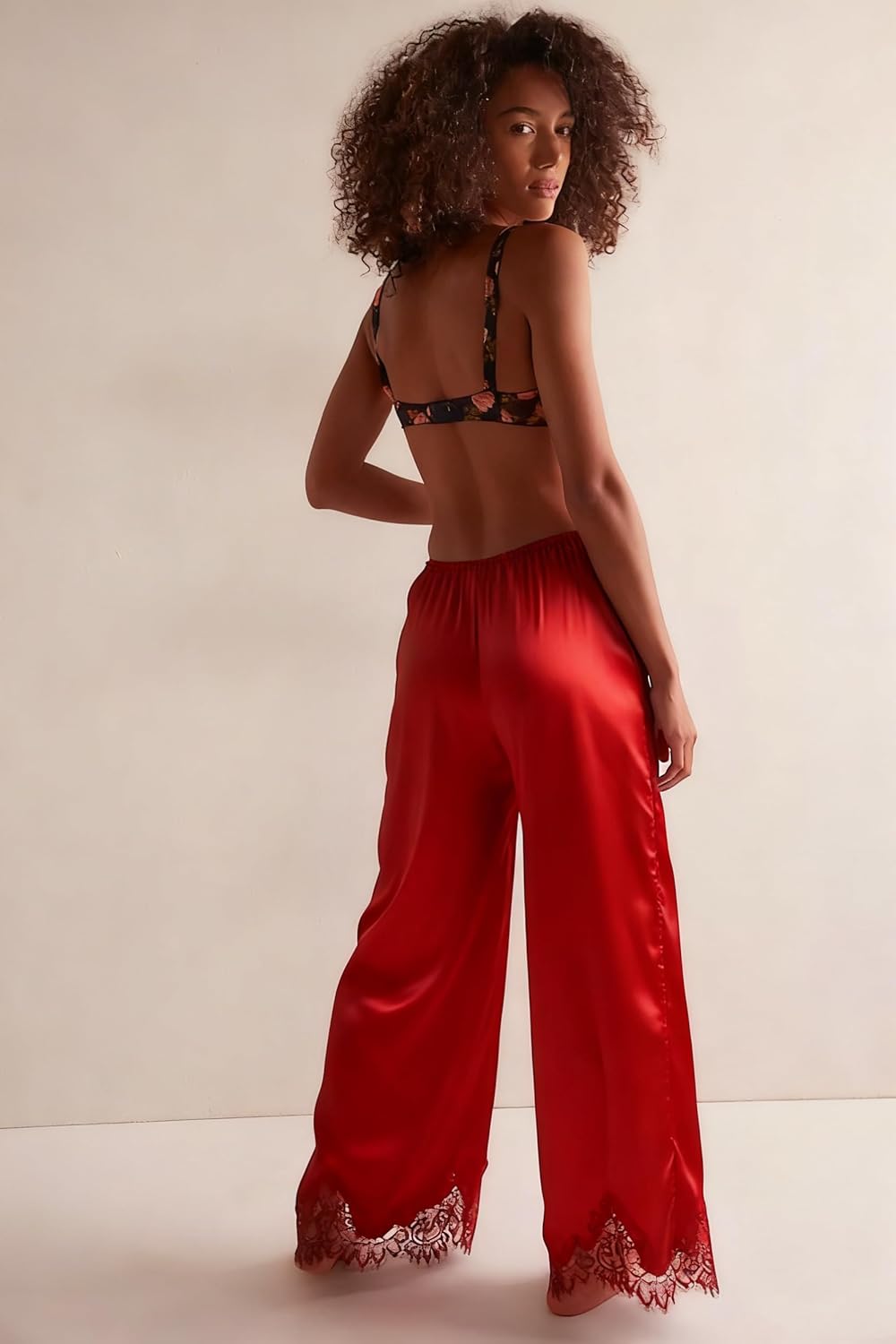 Womens Silk Satin Pajama Pants Casual Elastic Waist Wide Leg Pj Bottoms Comfy Lounge Pajama Slip Sleep Pants - Image 5