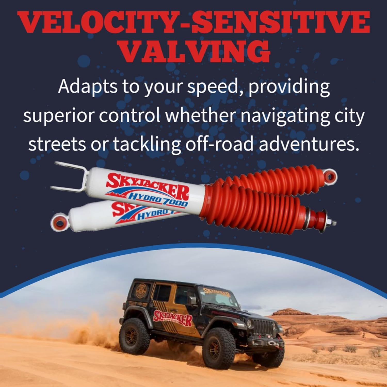 Set of Hydro 7000 Series Front & Rear Hydraulic Action Shocks fits 1999 2006 1500 Pickup 4WD with 0-1” Front & 0-2” Rear Lift | Durable Construction | Velocity-Sensitive Valving