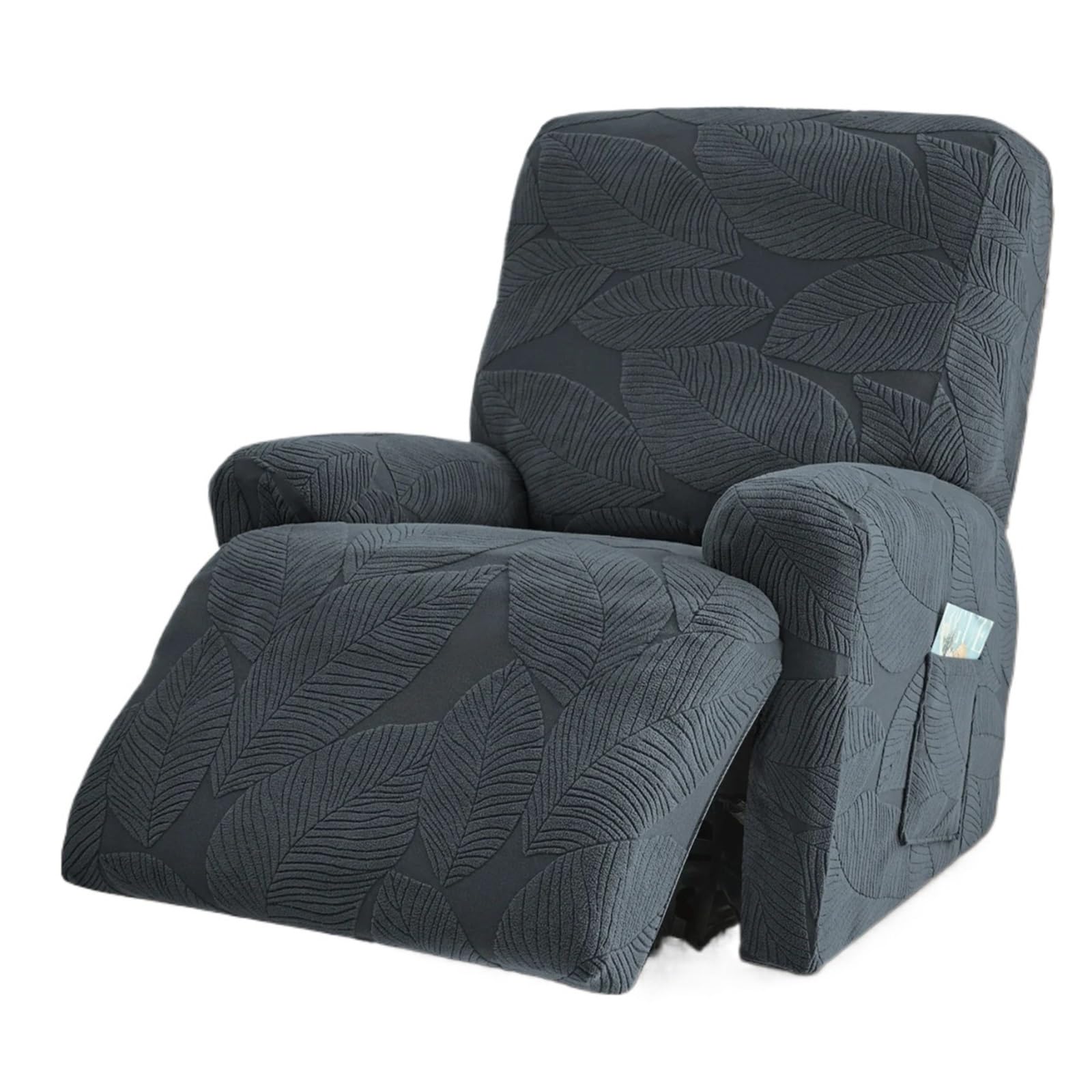 WJIAYAO Thick Plush Recliner Chair Cover 1/2/3 Seater Split Recliner Sofa Cover Jacquard Chair Strench Armchairs Slipcover Home Relax Hotel(Dark grey,2 Seater)