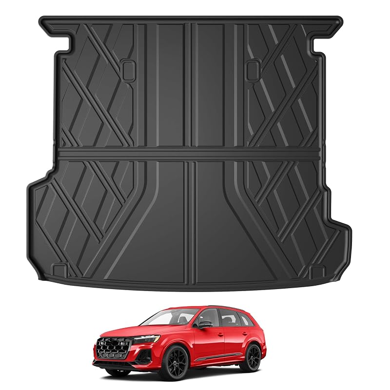 Tapete de porta-malas sob medida para Audi Q7/SQ7 2017–2026 IKABEVEM em TPE preto