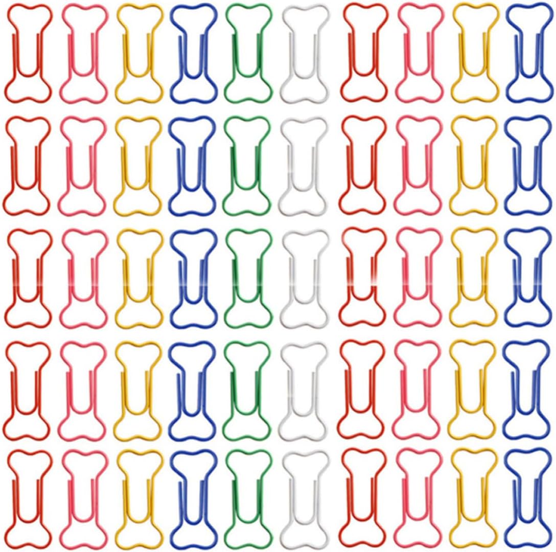 Bone Shaped Paper Clips 50 Pcs PET Steel Wire Office Organizers