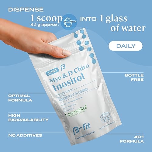 Miniatura 4 de B-FIT - Suplemento de inositol para mujeres, Myo & D-Chiro Inositol 401 para un equilibrio hormonal óptimo y apoyo a la ovulación, suministro para 2