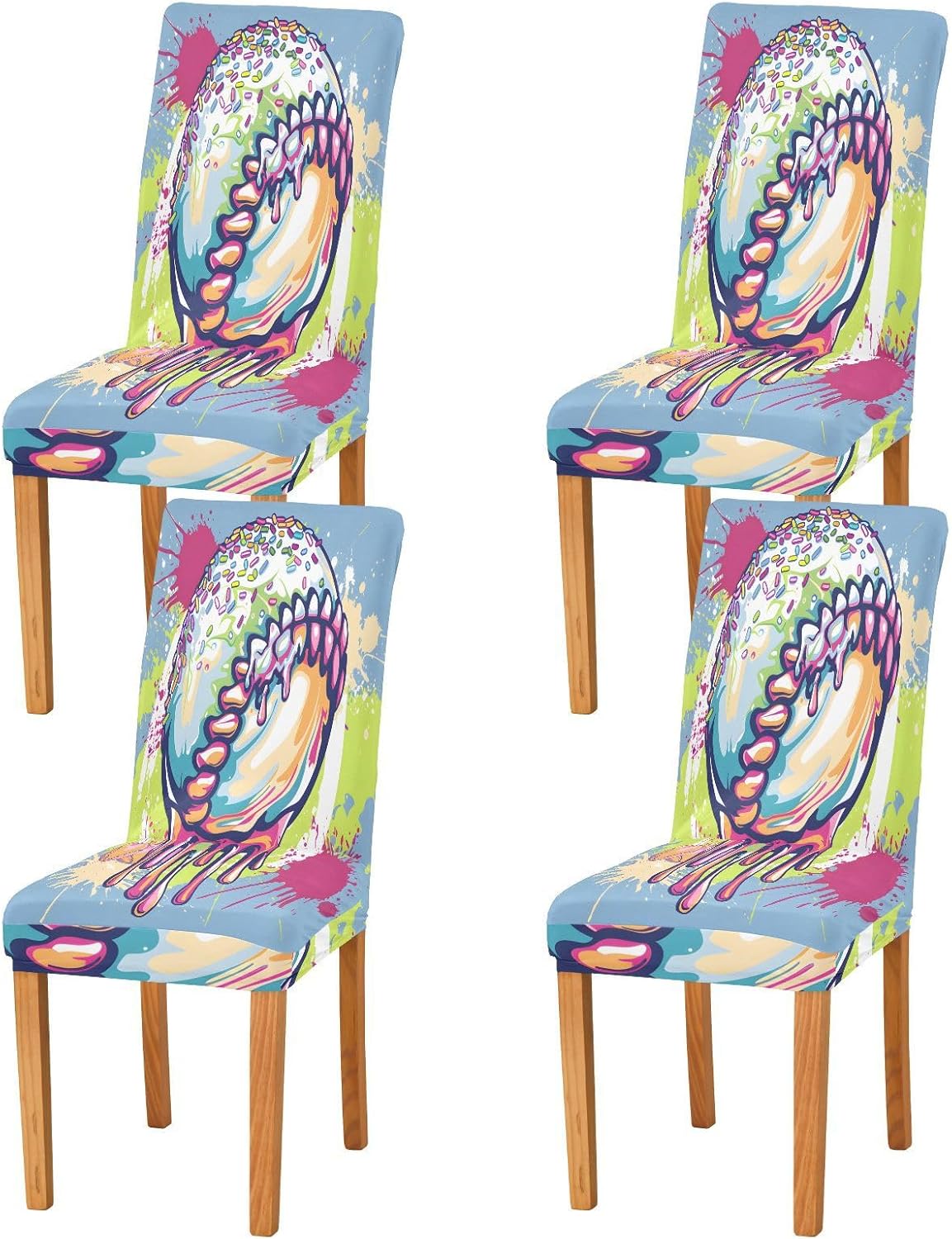 ALAZA Chair Covers for Dining Room, Splash Ink Baseball Stretch Chair Cover Sets Chair Protector Removable Washable for Ktichen Restaurant Hotel