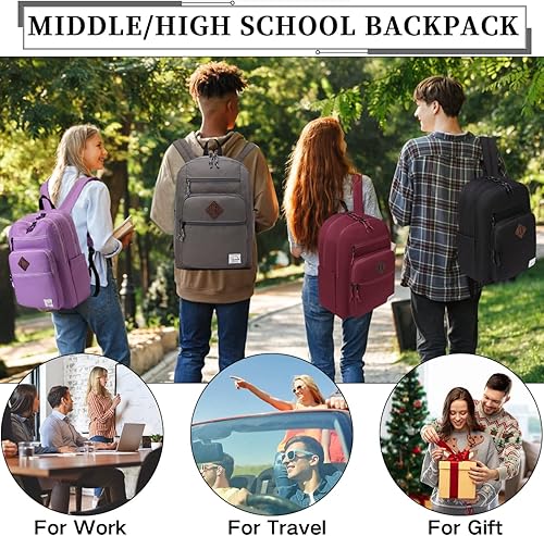 Miniatura 2 de VASCHY Mochila escolar para hombre, unisex, grande, mochila escolar informal para escuela secundaria, universidad, adolescentes, viajes, trabajo,
