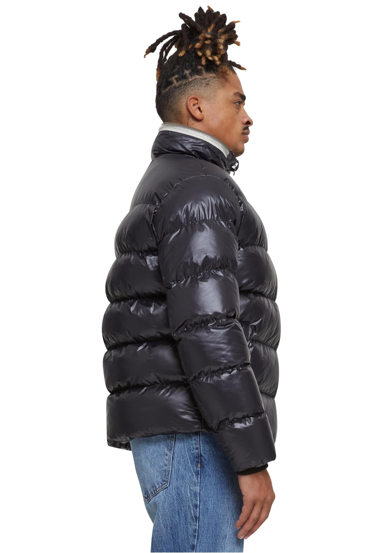 Urban Classics M?ska kurtka zimowa z recyklingu, zapinana na zamek b?yskawiczny, ciep?a kurtka zimowa dla m??czyzn, kurtka buforowa, regularny krój, czarny, XL