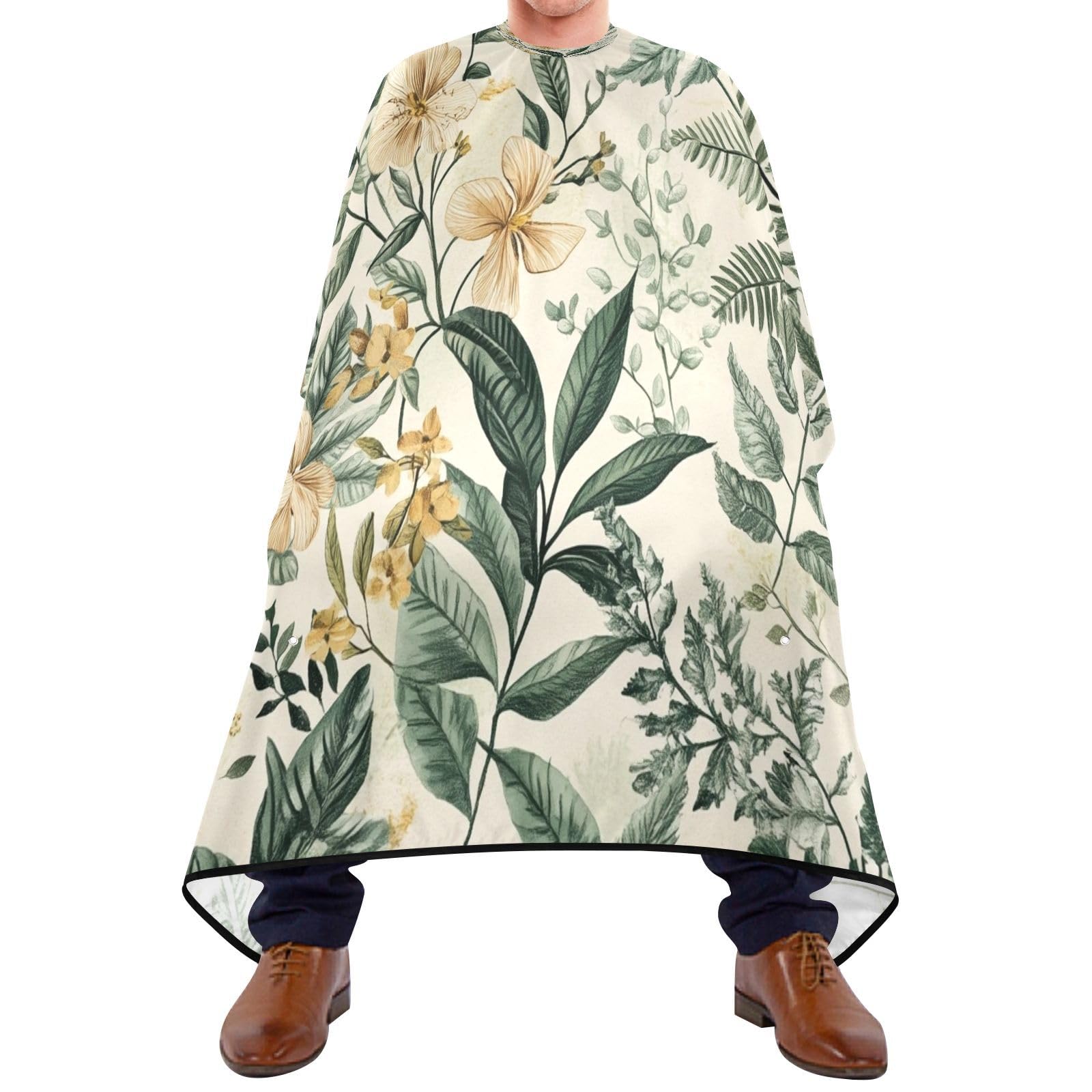 Kigai Palm Leaves Flower Hair Cutting Cape for Men & Women Waterproof Barber Cape Professional Hairdressing Salon Styling Apron with Adjustable Closure Snap