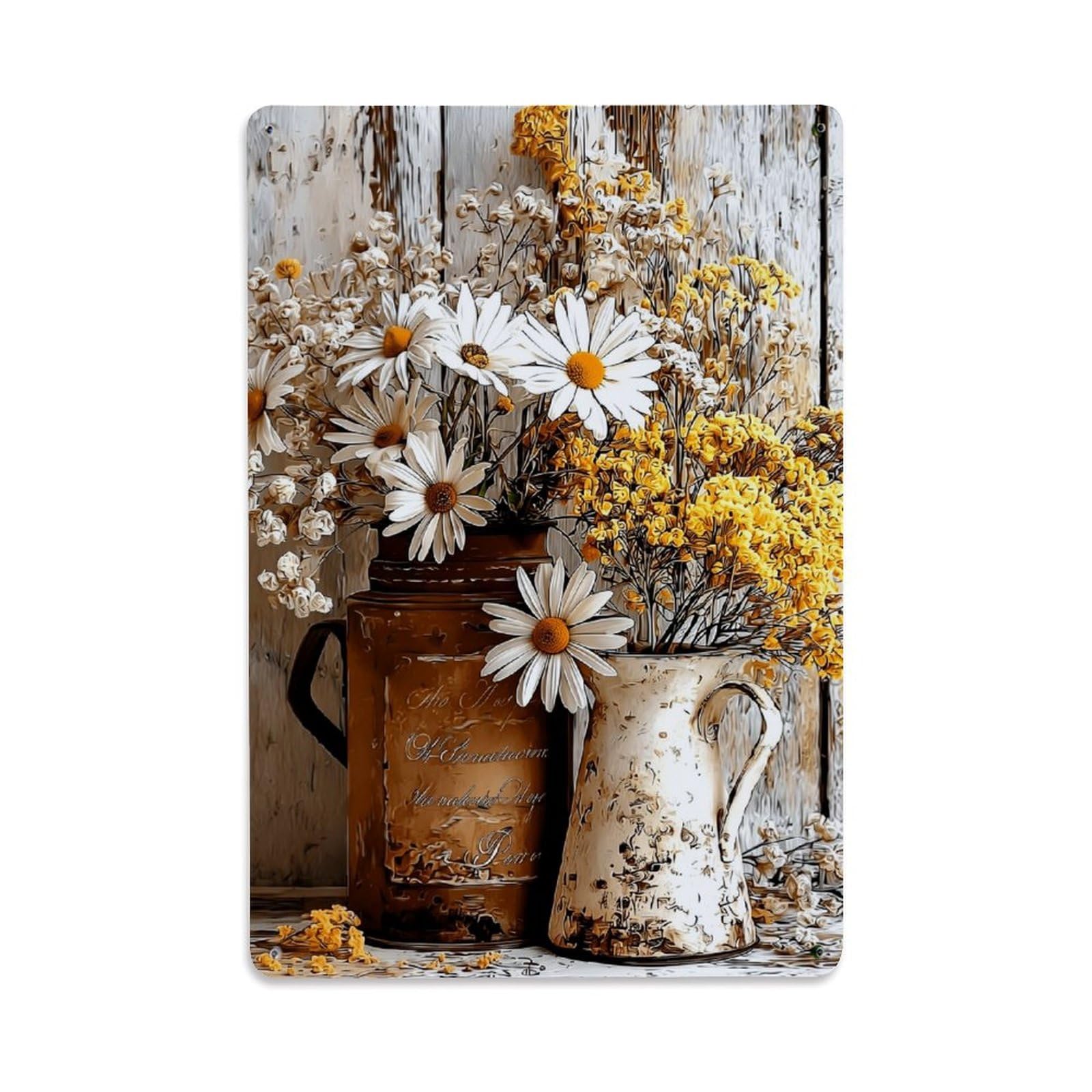 Nestemfo Vintage Floral Bouquet In Jugs Tin Sign Metal Sign, Living Room,Bar, Home, Bedroom Wall Decor,Retro Metal Poster 8X12 Inches