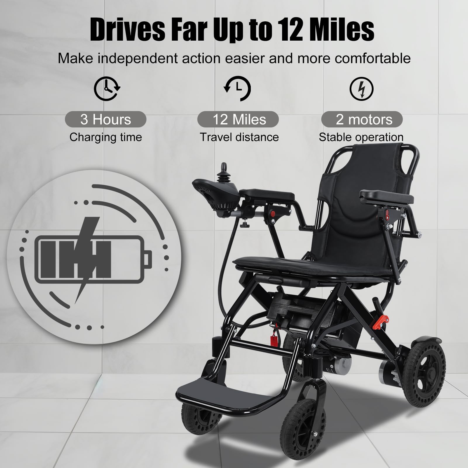 Sillas de ruedas eléctricas para adultos, ligeras, plegables con reposapiés grande, silla de ruedas motorizada, silla de ruedas plegable ligera, rango de 25 millas, motor de 500 W, silla de