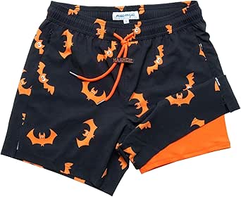 maamgic Mens Swim Trunks with Compression Liner 5" Stretch Beach Shorts Quick Dry with Zipper Pockets No-Chafing Board Shorts