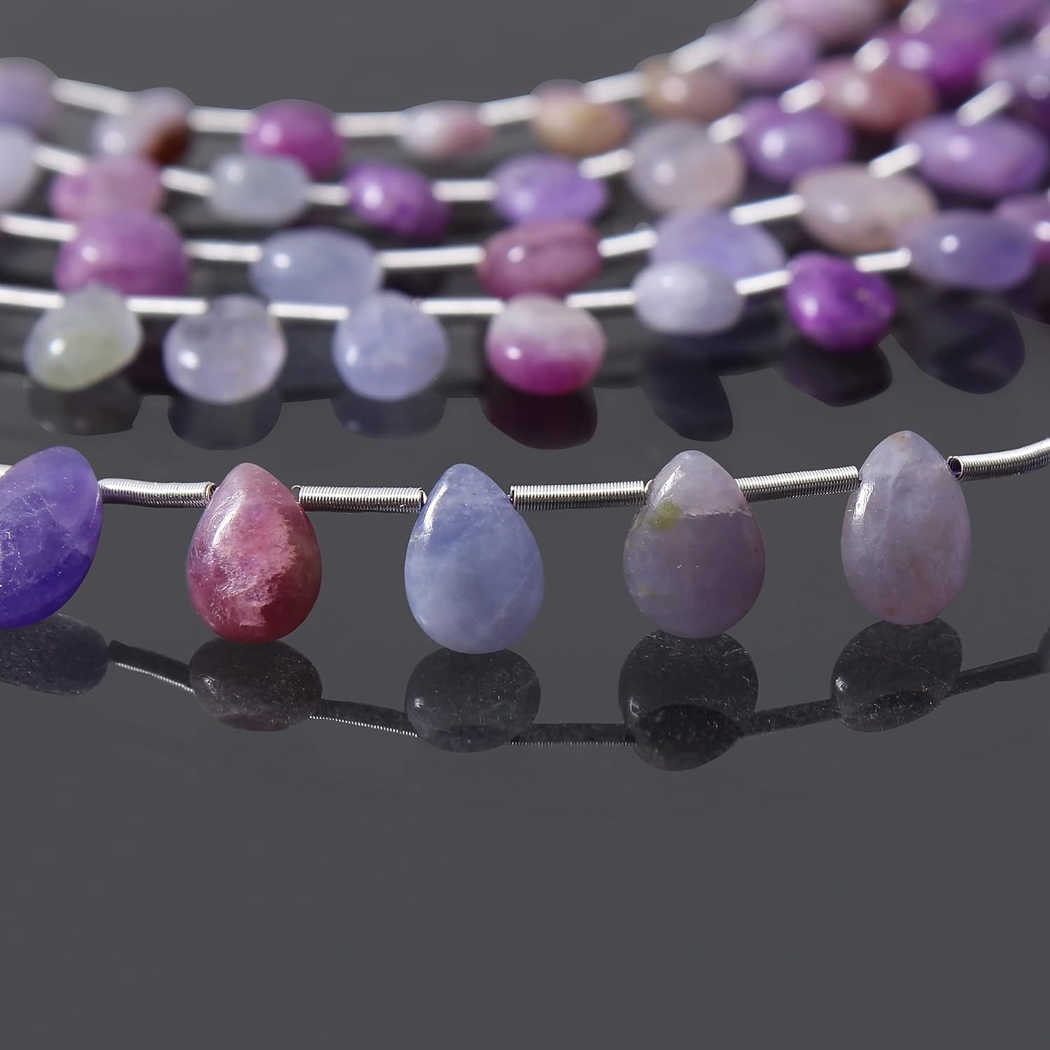 Rare Hackmanite Loose Beaded Strand, Purple Natural Hackmanite Pear Drop Beaded Strand 4 Inches for Jewelry by Gems Valley