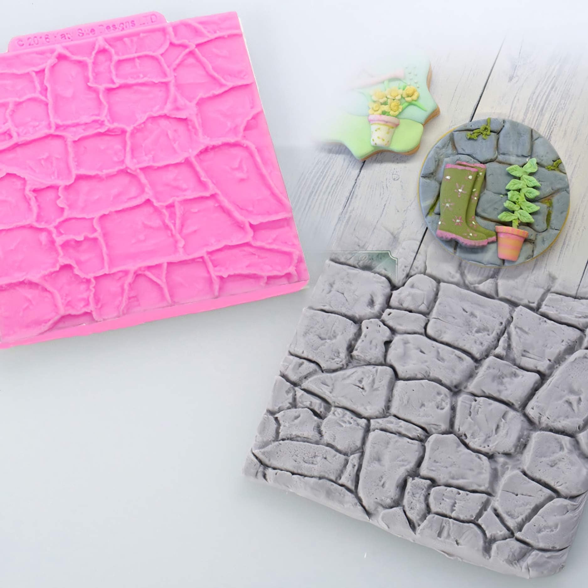 HengKe 2 Pieces Rock Texture Silicone Lace Mold, Food Grade Cake Molds, Candy, Icing, Biscuit Decor, Chocolate,Polymer Clay Fondant Snow Cake Decorating Supplies - Image 6