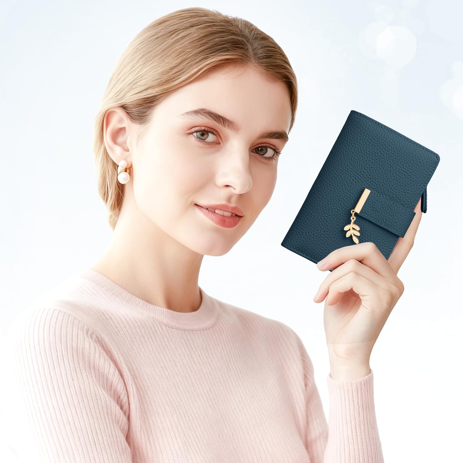LUROON Portefeuille Femme Cuir, Petit Porte Monnaie Femme RFID Blocage Portefeuille Femme Petit Format avec Grand Compartiment à Monnaie Zippé