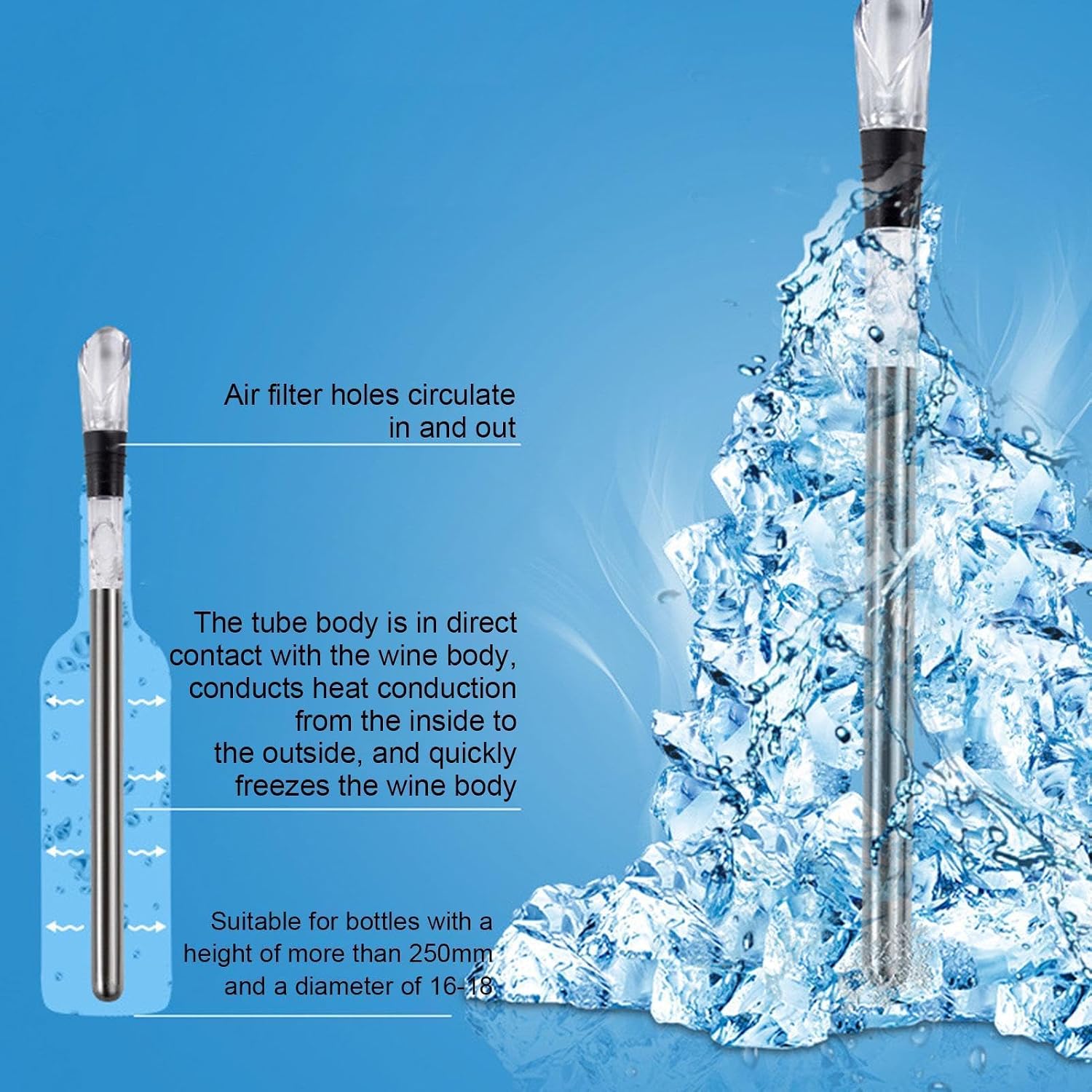 Wine Chiller Stick Bartender Beverage Beer Cooling Wand