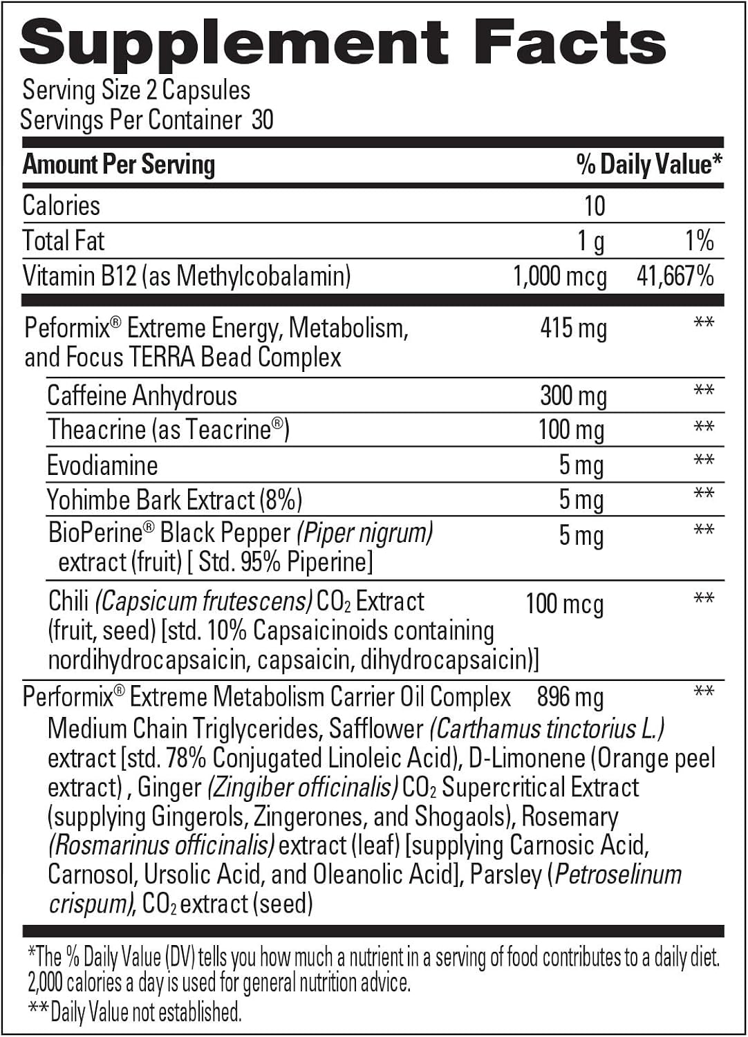 PERFORMIX SST Extreme V2X Thermogenic Supplement - 2-Pack x 60 Capsules - Energy, Fat Burner, Mental Focus, Multi-Phase Release for Easy Absorption - Caffeine, TeaCrine, Vitamin B12, BioPerine