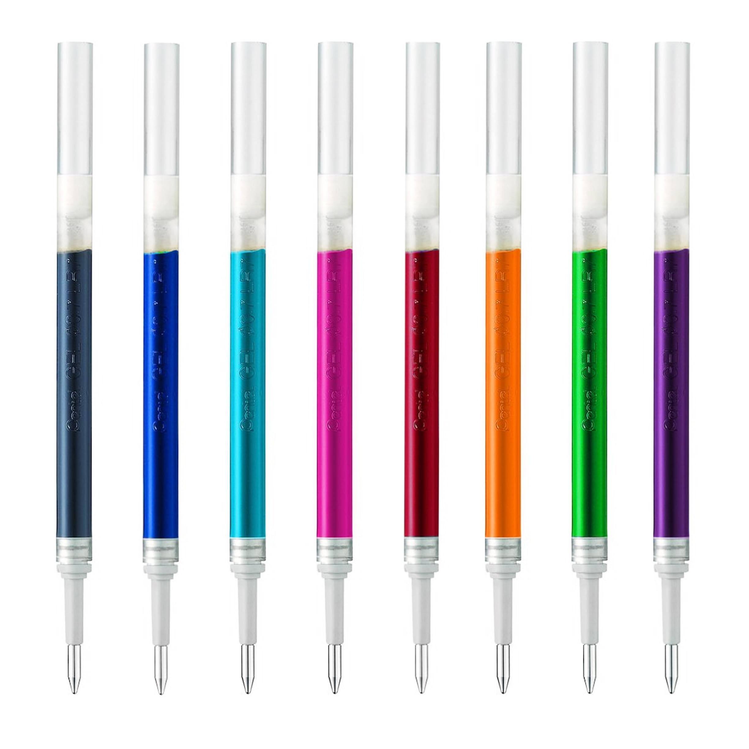 Pentel Energel 0.7mm Refill Metal Tip LR7 - BL77/BL57/BL37 - Pack of 8 Colours - Black, Blue, Red, Green, Orange, Pink, Sky Blue, Violet